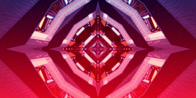 Roșu Diamant Caleidoscop Tunel Neon VJ Loop 2:1 Univisium 60fps Economizor Ecran