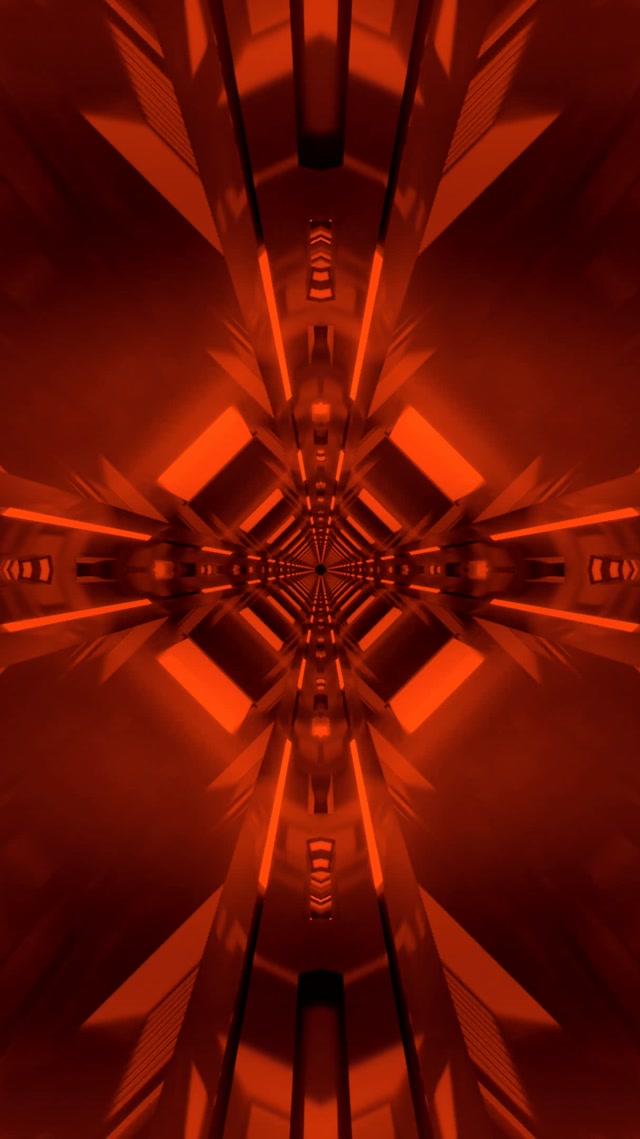 Tunel Neon Roșu Caleidoscop VJ Loop 9:16 Reels 60fps Screensaver
