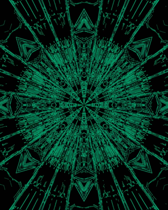 Tunel Neon Mandala Caleidoscop Verde VJLoops 4:5 Instagram 60fps Economizor Ecran