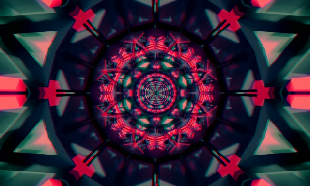 Neon Tunnel Kaleidoscope VJ Loop 5:3 Wide 60fps Screensaver