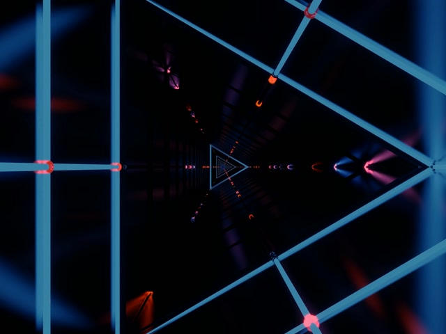 Neon Tunnel Triangular Vortex Loop 4:3 Classic 60fps VJ Animation Screensaver