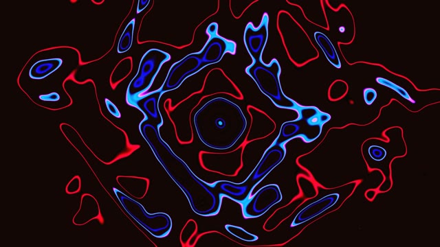 Абстрактные неоновые контурные линии VJLoops - сине-красные светящиеся формы темный фон