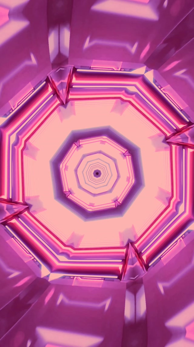 Неоновый туннель октагон вихрь розовый фиолетовый 9:16 Reels 60fps заставка VJ Loop