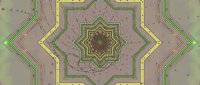 Неоновый Туннель Зеленая Звезда Заставка 21:9 Ультраширокий 60fps VJ Loop