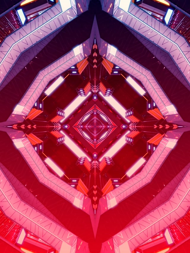 VJ Loop Неоновый туннель красный алмаз калейдоскоп 3:4 iPad Portrait 60fps Заставка