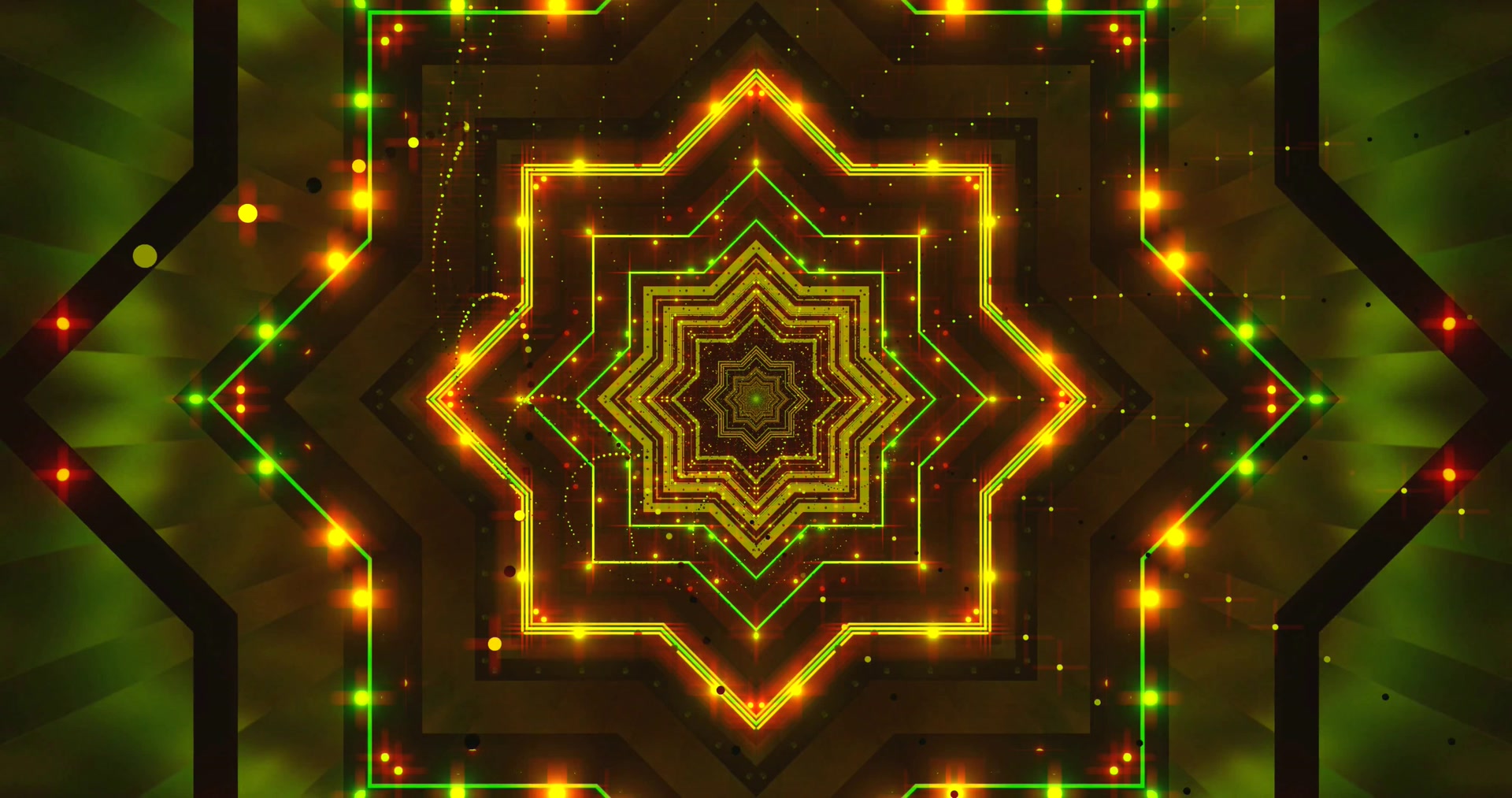 Neónový Tunel Zlatá Zelená Hviezda Šetrič Obrazovky 4K UHD 60fps Vj Loop