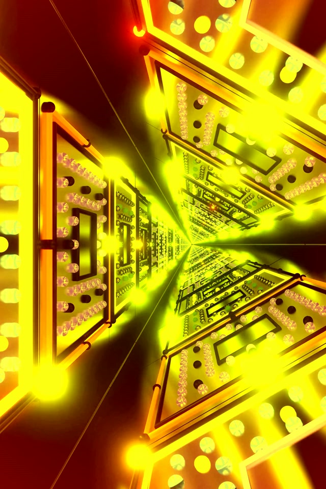 Neon Tunel Žltá Doska Plošných Spojov 2:3 Foto Portrét 60fps Šetrič Obrazovky VJLoops