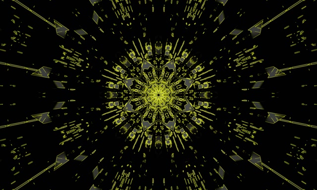 Neónový tunel modrý kaleidoskop hviezdny záblesk VJ Loop 5:3 široký 60fps šetrič obrazovky