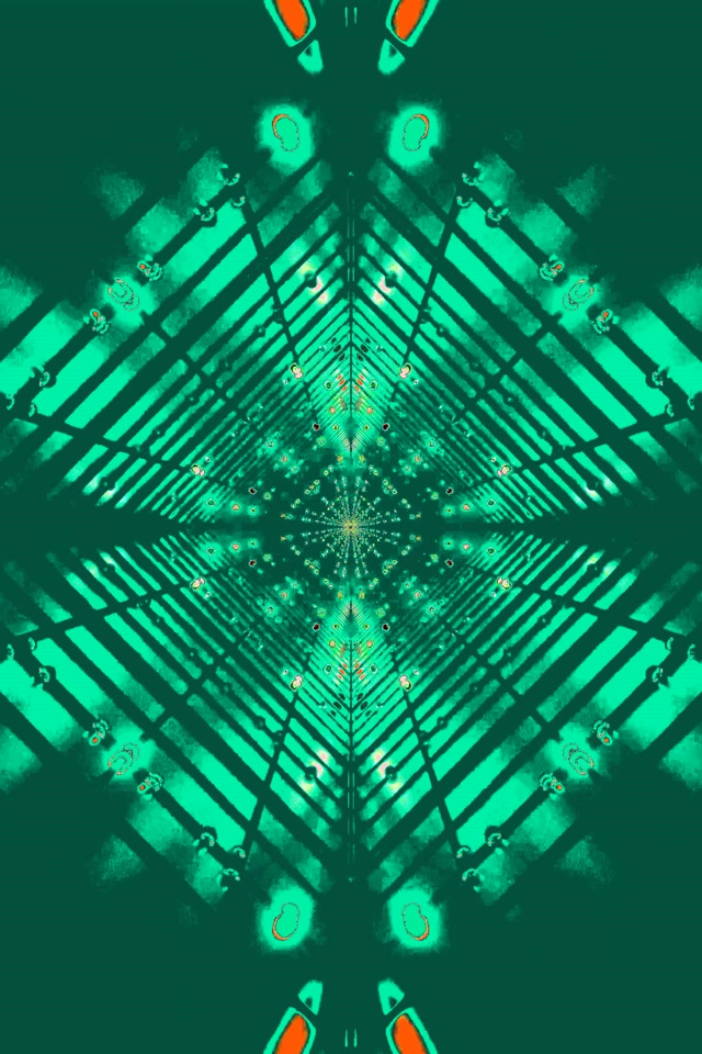 Neon Tunel Zelený Kaleidoskop VJ Loop 2:3 Photo Portrait 60fps Šetrič obrazovky