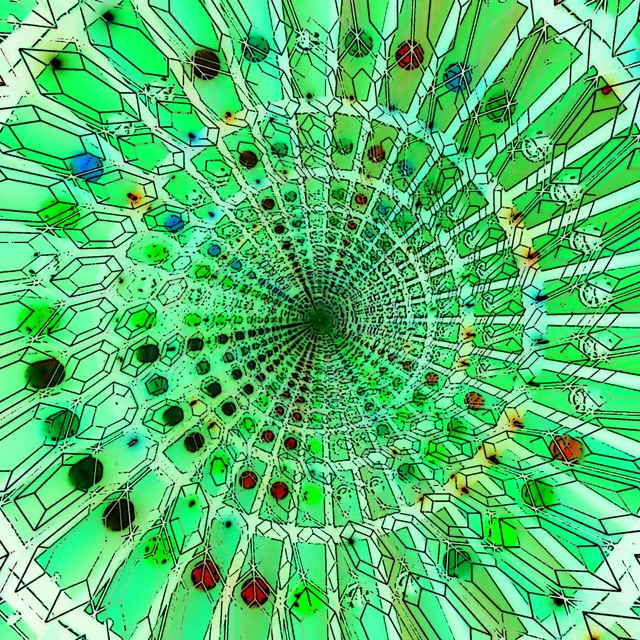 Neon Tunel Zelený Hex Šetrič Obrazovky PC VJ Loop 1:1 Štvorec 60fps