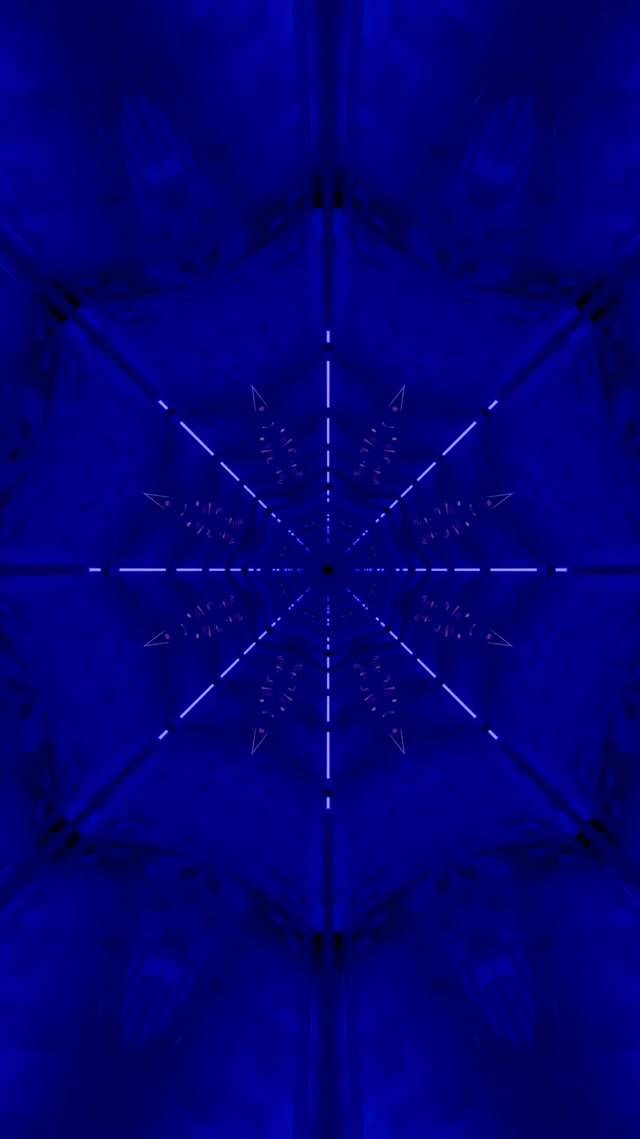 Neonový tunel modrý kaleidoskop Vj Loop 9:16 Reels 60fps šetrič obrazovky