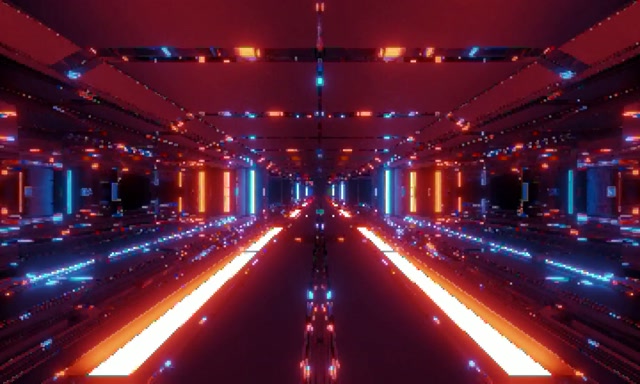 Neon Tunel Červená Modrá Mriežka VJ Loop 60fps 5:3 Wide Šetrič Obrazovky