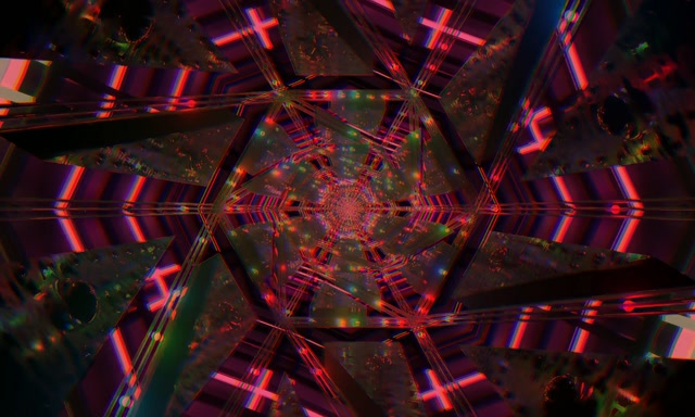 Neon Tunnel Kaleidoscope Star Vortex VJ Loop 5:3 Wide 60fps Screensaver