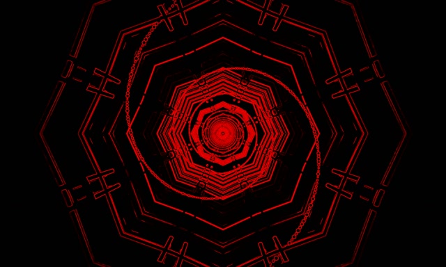 Red Neon Tunnel Pulsating Hexagon Vortex 5:3 Wide 60fps Screensaver VJ Loop