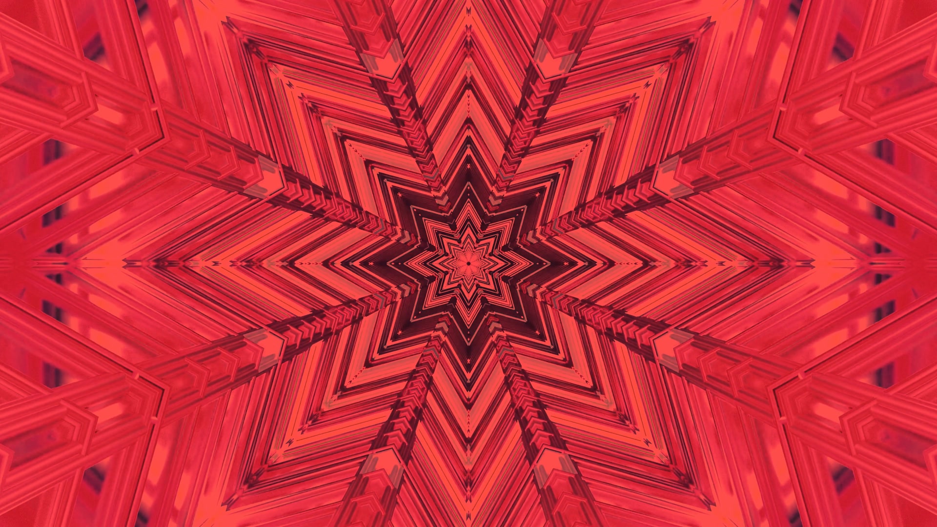 Červený Neónový Tunel Hviezda Kaleidoskop 4K UHD 60fps šetrič obrazovky Vj loop