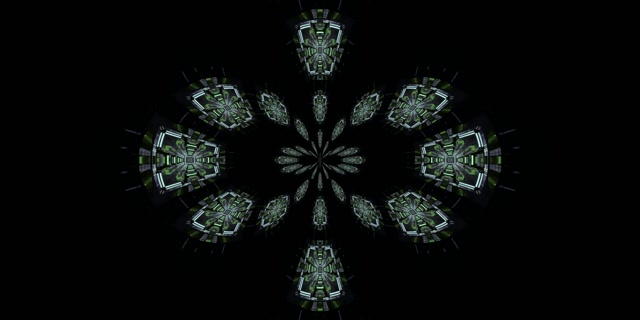 Neónový tunel zelený tech kaleidoskop VJ Loop 2:1 Univisium 60fps šetrič obrazovky