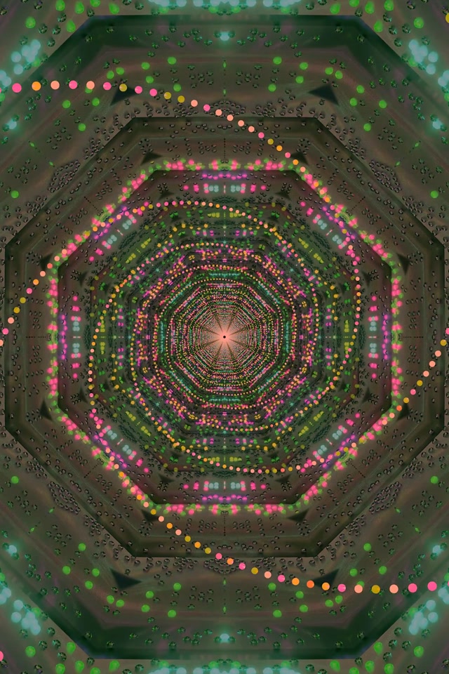 Neon Tunel Octagon Vírenie 2:3 Photo Portrait 60fps Šetrič Obrazovky VJ Loop