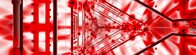 Červený neonový tunel VJ Loop 32:9 Super Ultrawide 60fps Šetrič obrazovky Kovový trojuholník vír