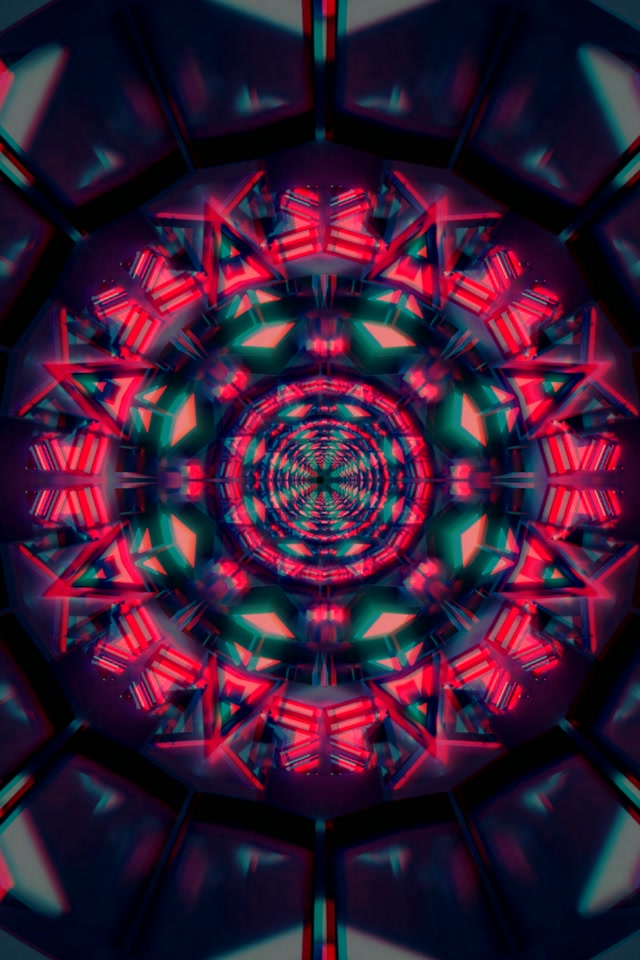 Neonový tunel kaleidoskop Vj Loop 2:3 Photo Portrait 60fps šetrič obrazovky červený Geo