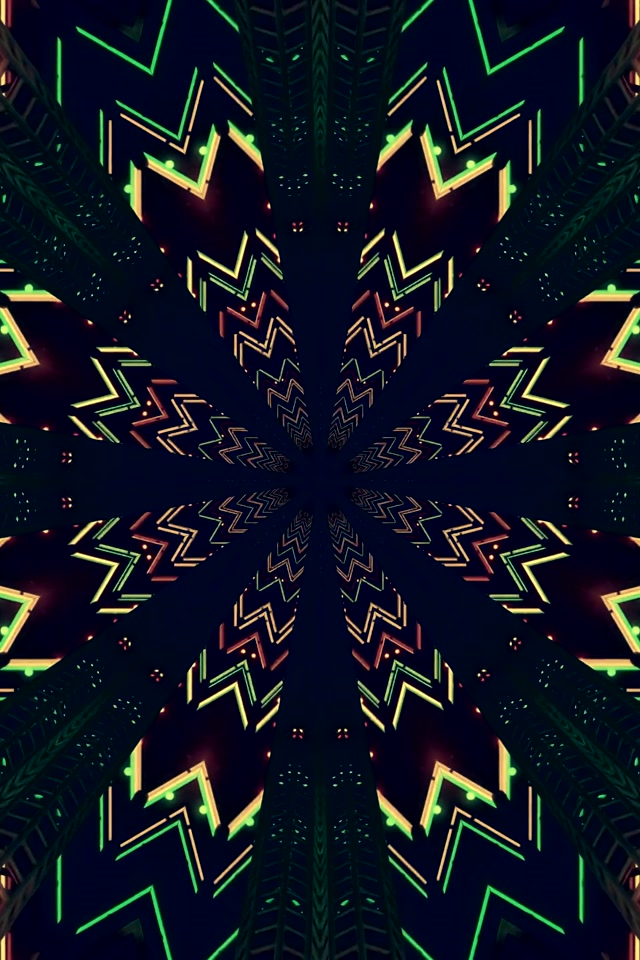 Neonový Tunel Kaleidoskop Šetrič Obrazovky 60fps 2:3 Foto Portrét VJ Loop