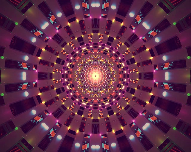 Neónový tunel 5:4 Industrial Kaleidoskop Mandala 60fps Šetrič obrazovky Vj Loop