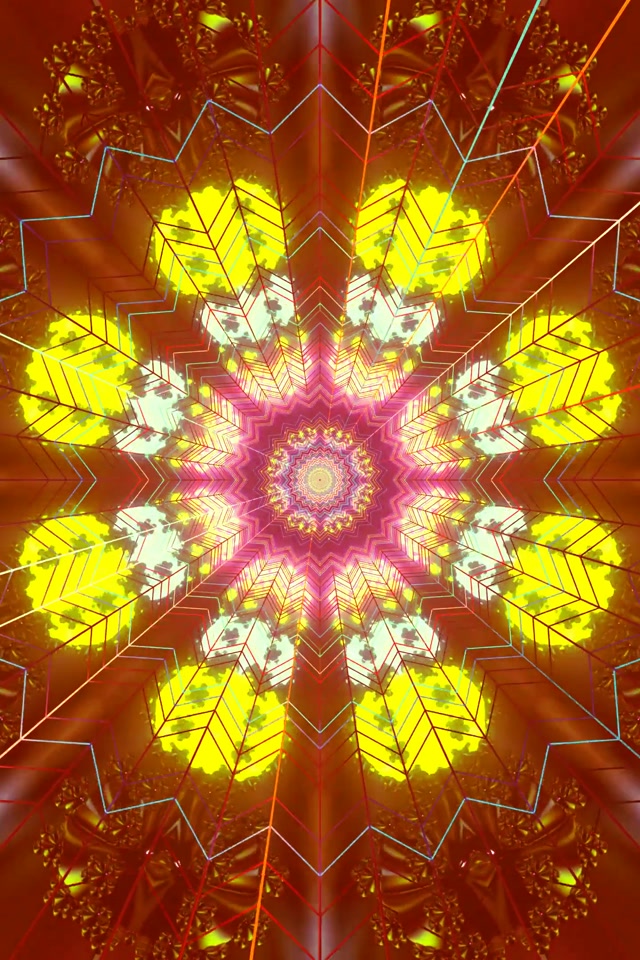 Neon Tunel Kaleidoskop Star Burst VJ Loop 2:3 Photo Portrait 60fps Šetrič Obrazovky