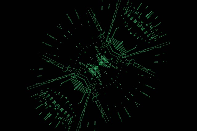 Neon Tunel Zelený Drôtený Pavúk Výbuch VJ Loop 3:2 Surface 60fps Sporiť obrazovky