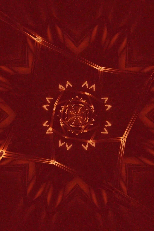 Neonový tunel Červená Mandala Hviezda Vortex Šetrič obrazovky 2:3 Photo Portrait 60fps VJ Loop