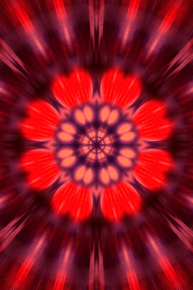 Červený Fraktál Kaleidoskop Neon Tunel Vj Loop 2:3 Photo Portrait 60fps Šetrič Obrazovky