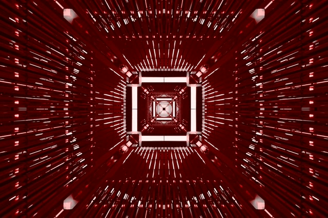 Červený Neon Tunel VJ Loop 3:2 Surface 60fps Šetrič obrazovky Štvorcový Vortex Burst