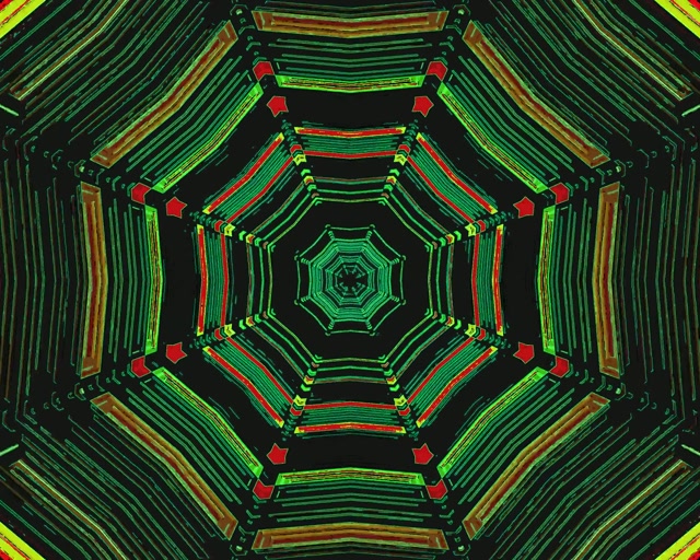 Neon Tunnel Green Red Octagon 5:4 industrial 60fps Screensaver Vj Loop