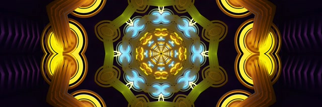 Neon Tunel Zlato Modro Kaleidoskop Ohranjevalnik Zaslona 3:1 Troostranski Širok 60fps VJ Loop