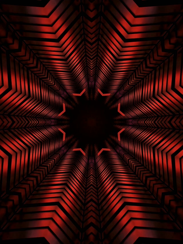 Rdeč Fraktal Kaleidoskop Neon Tunel VJ Loop 3:4 iPad Portret 60fps Ohranjevalnik zaslona