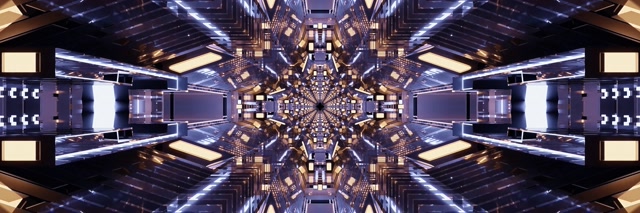 Neon Tunel Fraktalni Kaleidoskop VJ Loop 3:1 Triple Wide 60fps Ohranjevalnik Zaslona