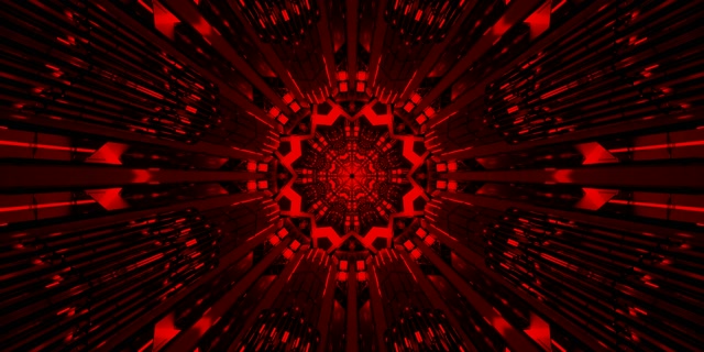 Rdeč Fraktalni Kaleidoskop Neon Tunel 2:1 Univisium 60fps Ohranjevalnik Zaslona VJ Loop