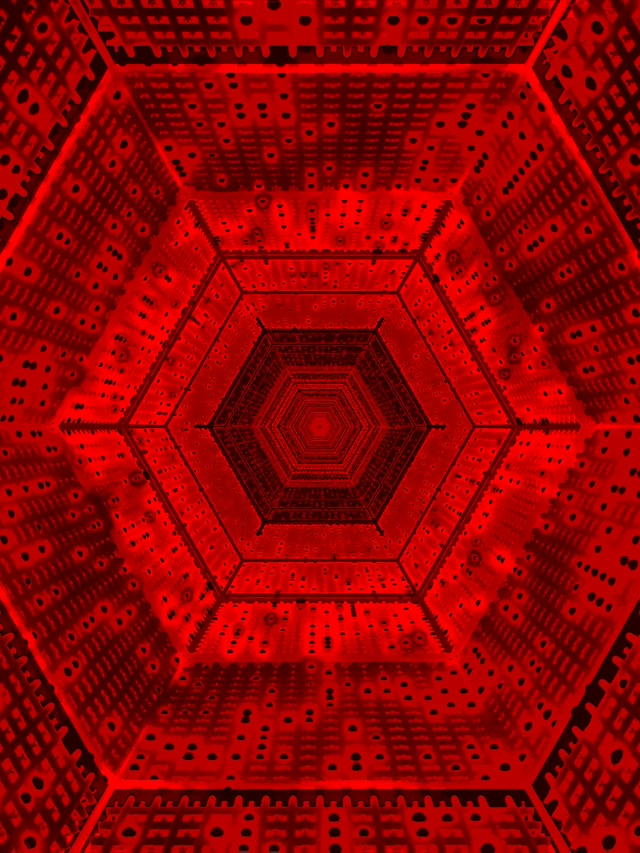 Rdeč Neonski Tunel Šesterokotni Vrtinec VJ Loop 60fps 3:4 iPad Pokončno Ohranjevalnik zaslona