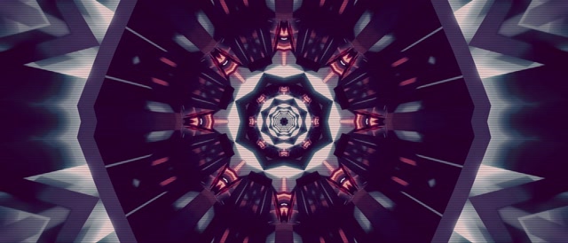 Neon Tunel Vijolični Kaleidoskop 21:9 Ultraširoki 60fps Ohranjevalnik Zaslona VJ Loop