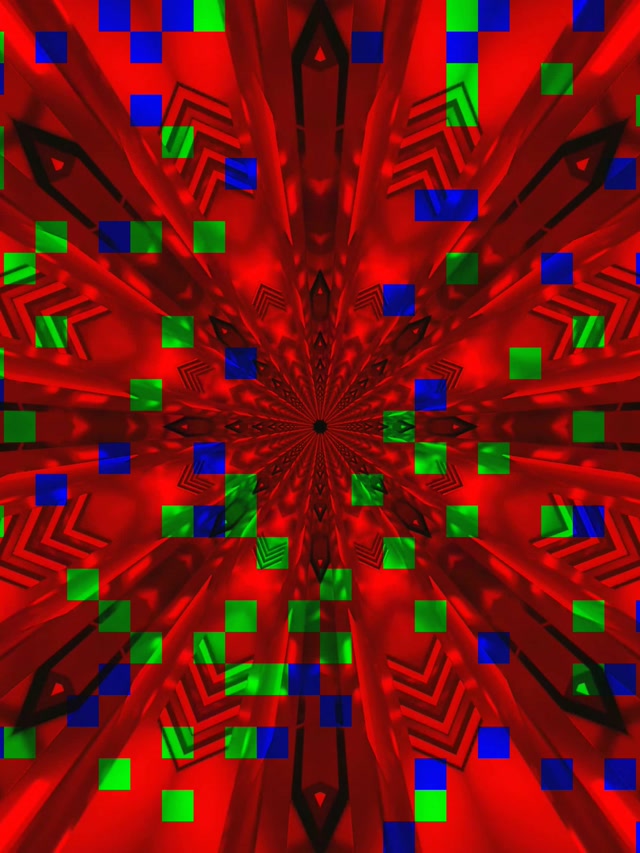 Neon Tunel Rdeči Kaleido Izbruh VJ Loop 3:4 iPad Portret 60fps Screensaver