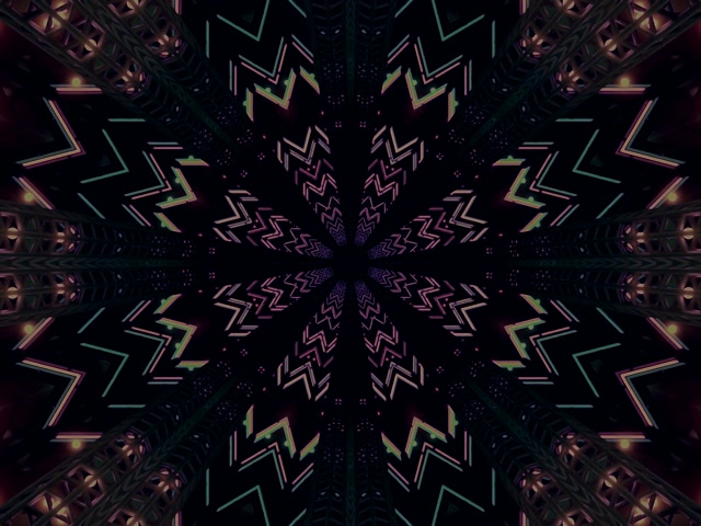 Neonski Tunel Kaleidoskop Zvezdni Izbruh VJLoops 4:3 Classic 60fps Ohranjevalnik zaslona