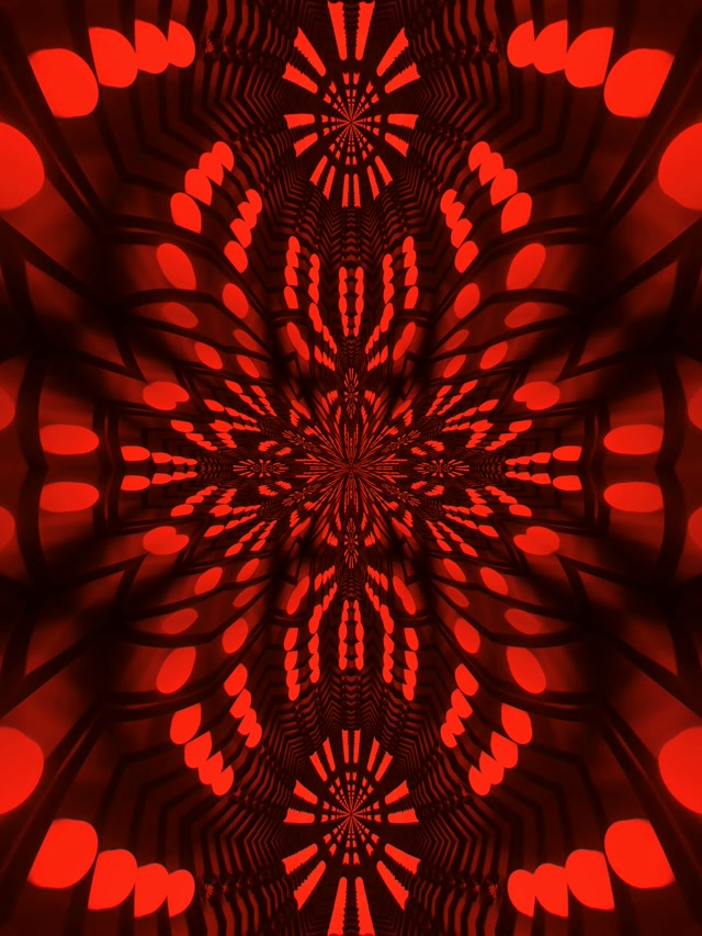 Rdeč Fraktal Kaleidoskop Neon Tunel VJ Loop 3:4 iPad Portret 60fps Ohranjevalnik zaslona