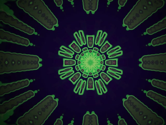 Neonski Tunel Zelena Radialna Bodičasta Mandala 4:3 Klasičen 60fps Ohranjevalnik Zaslona VJ Loop