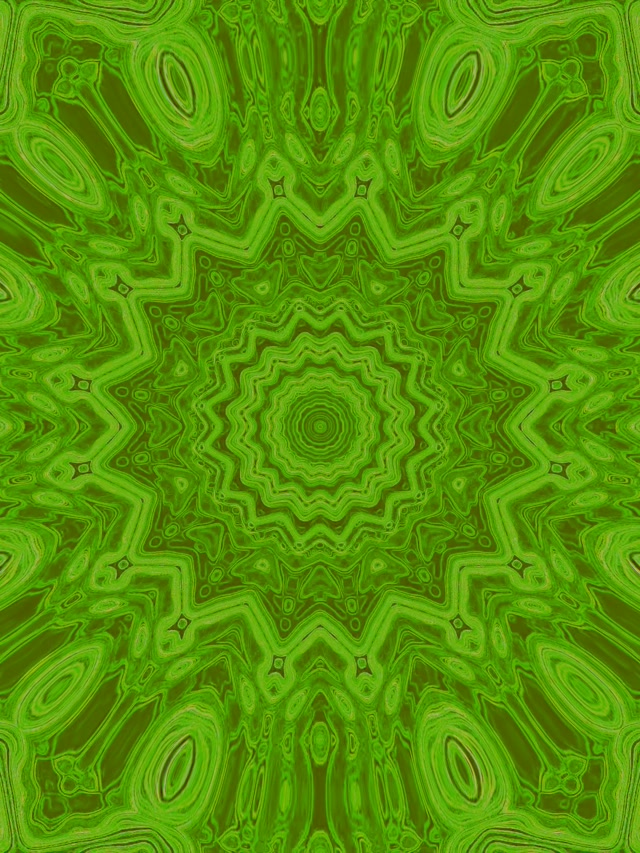 Zelen Fraktalni Kaleidoskop Neon Tunel VJ Loop 3:4 iPad Portret 60fps Ohranjevalnik Zaslona