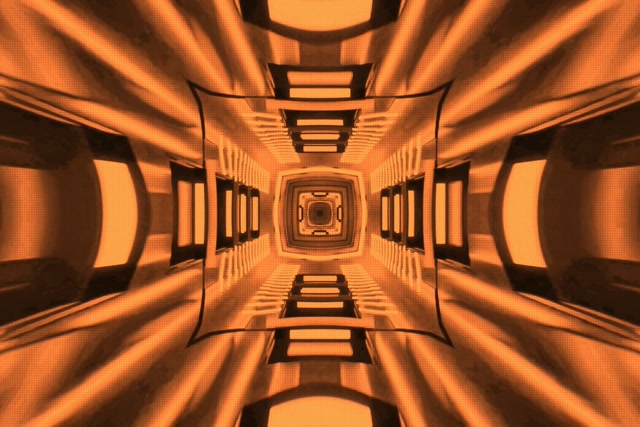 Neonski Tunel Oranžni Kaleidoskop VJ Loop 3:2 Surface 60fps Ohranjevalnik zaslona