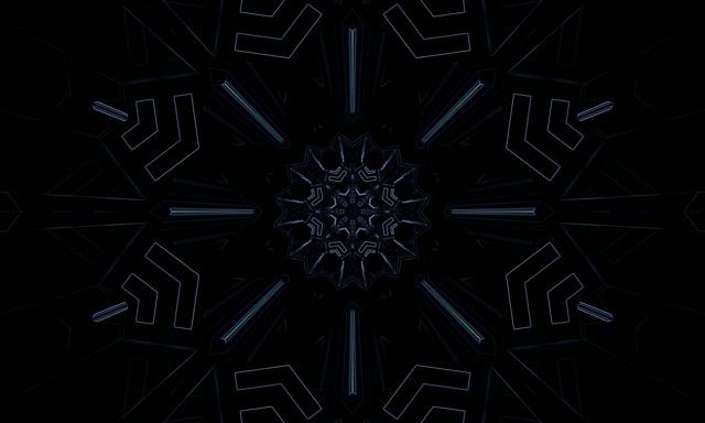 Neonski Predor Temno Modra Snežinka Kaleidoskop VJ Loop 5:3 wide 60fps Ohranjevalnik zaslona