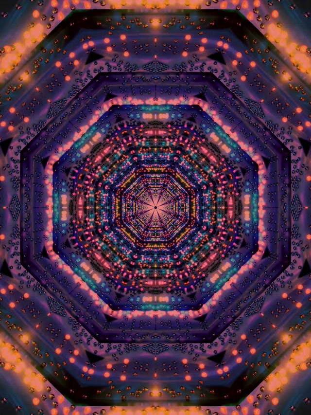 Neon Tunel Osemkotnik Kaleidoskop VJLoops 3:4 iPad Portrait 60fps Ohranjevalnik Zaslona