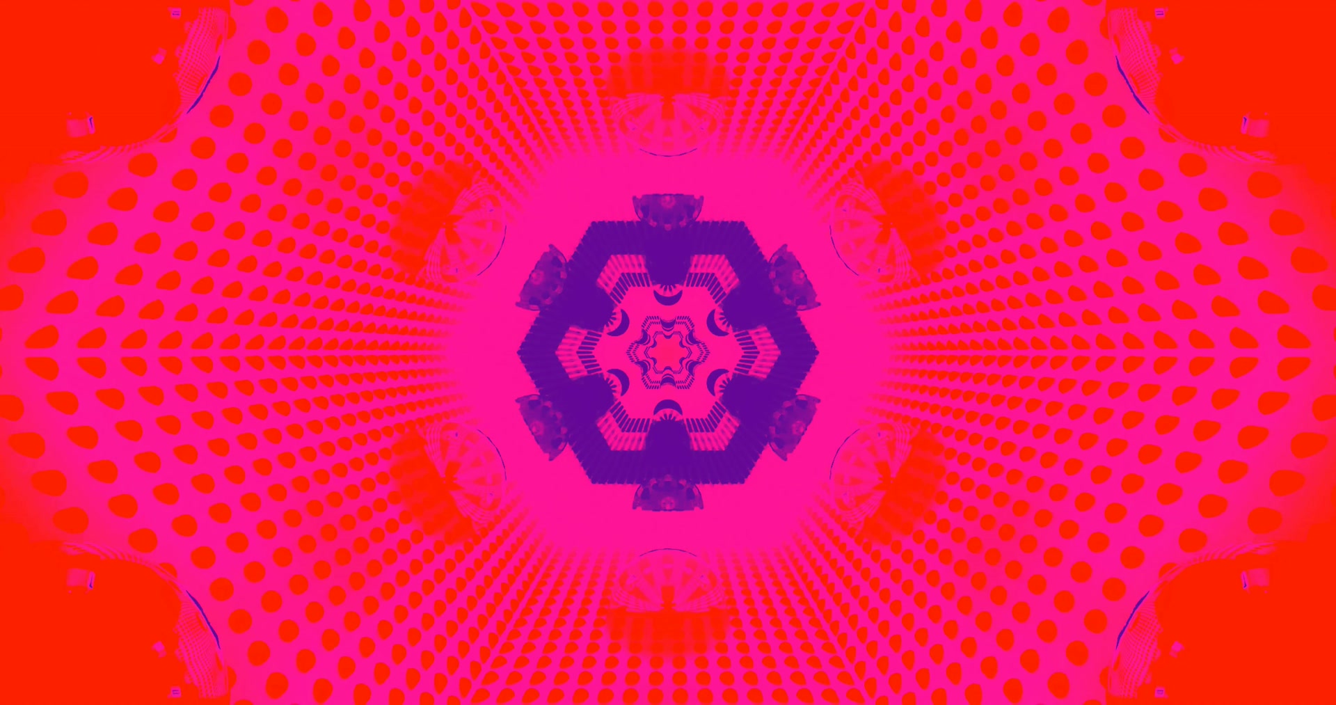 Tunel Neon Kaleidoskop Rozë i Kuq Screensaver 4K UHD 60fps VJ Loop