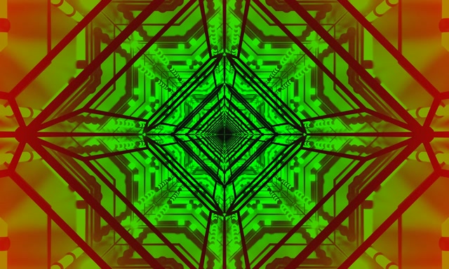 Neon Tunnel Green Red Circuit 5:3 wide 60fps Screensaver VJ Loop