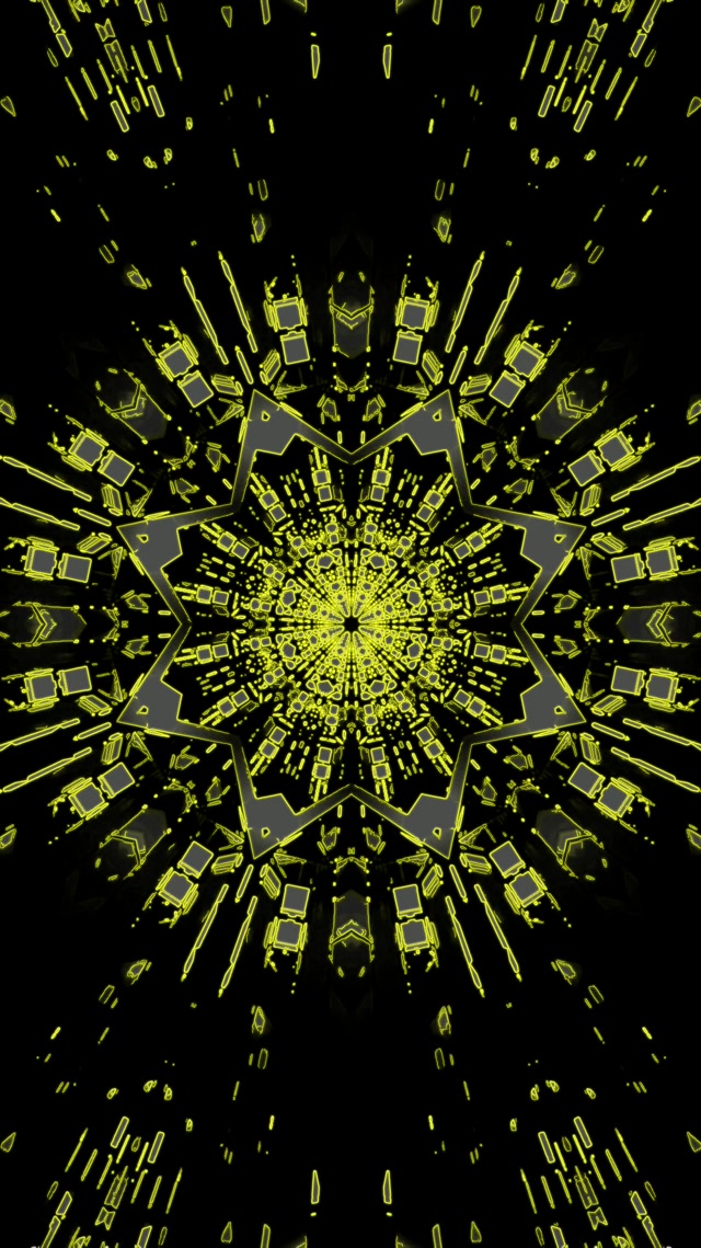 Tunel Neon Kaleidoskop Yll Blu VJ Loop 9:16 Reels 60fps Screensaver