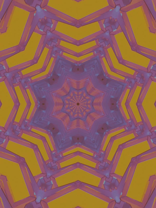 Neon Tunnel Purple Gold Star Screensaver 3:4 iPad Portrait 60fps Vj Loop