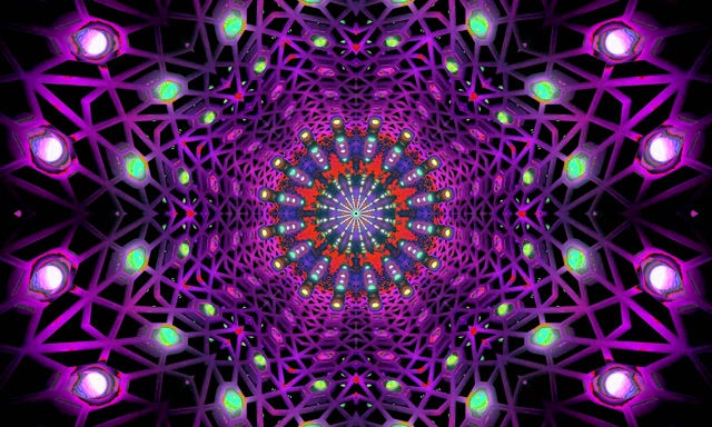 Tunel Neon Fraktal i Kuq Kaleidoskop Vj Loop 5:3 wide 60fps Screensaver